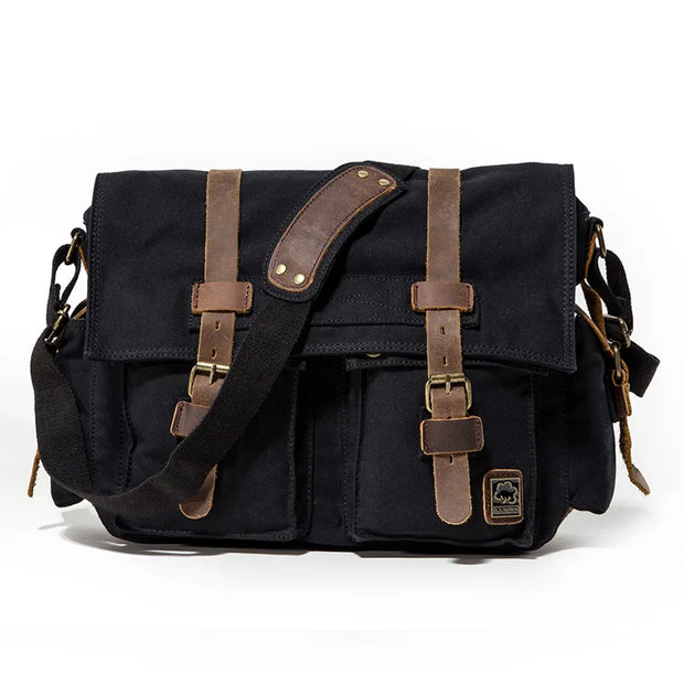 Fashion Messenger Bag - Vintage Leather Canvas Crossbody Bag for Men & Women 🌟