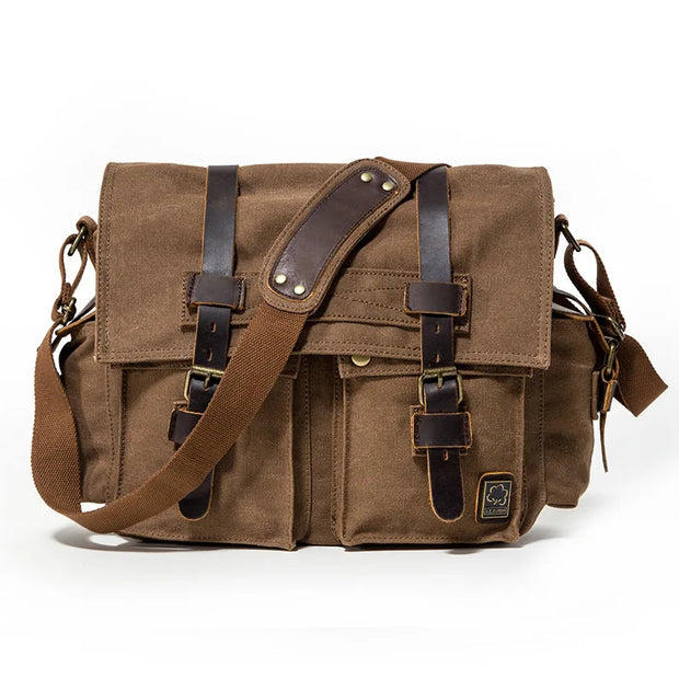 Fashion Messenger Bag - Vintage Leather Canvas Crossbody Bag for Men & Women 🌟