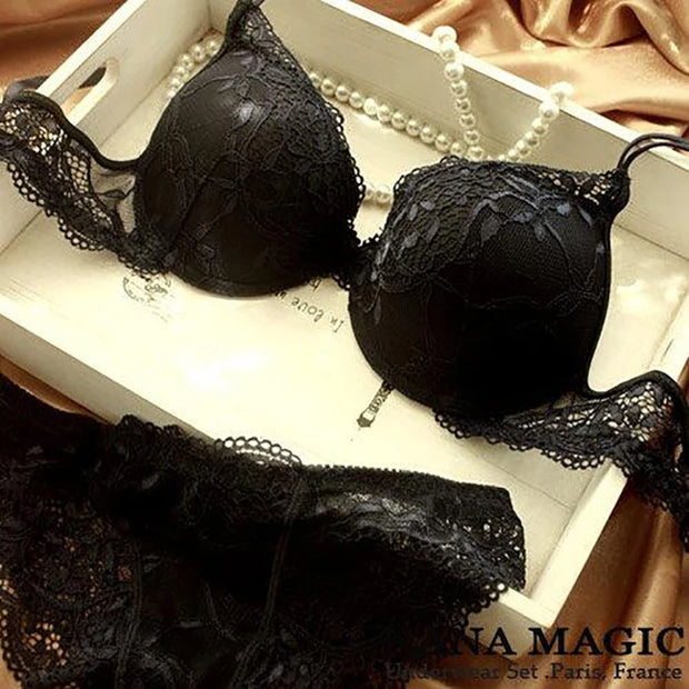 European Style Women's Lingerie Set – Cotton Push-Up Bra & Lace Panties