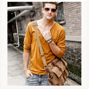 Fashion Messenger Bag - Vintage Leather Canvas Crossbody Bag for Men & Women 🌟