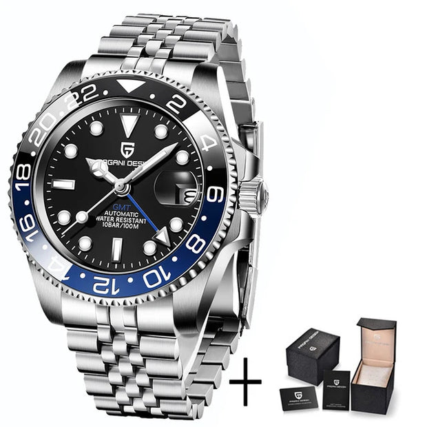 PAGANI DESIGN V3 GMT Men's Luxury Automatic Watch – 40MM Sapphire Crystal, Stainless Steel, Waterproof