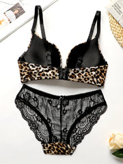 Women's Lace Butterfly Lingerie Set – Wireless Two-Piece, Solid Color