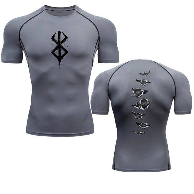 Anime Berserk Guts Men's Compression Shirt Fitness Sport Running Tight Gym TShirts Athletic Quick Dry Tops Tee Summer