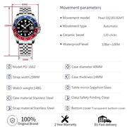 PAGANI DESIGN V3 GMT Men's Luxury Automatic Watch – 40MM Sapphire Crystal, Stainless Steel, Waterproof
