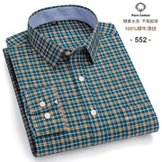 New Men Social Shirt Long Sleeve 100%Pure Cotton Oxford Soft Formal Male Clothes Oversized Pocket Shirt Men clothing S-7XL