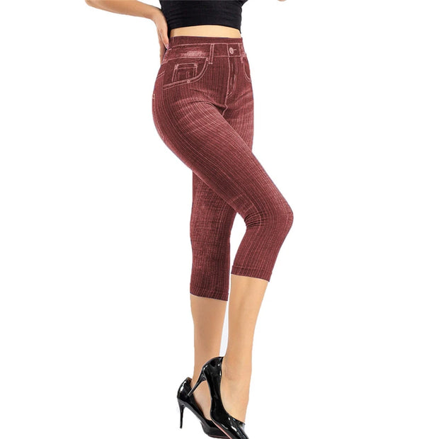 Women’s High-Rise Skinny Denim Capri – Knee-Length Stretch Fit
