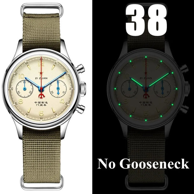 RED STAR 1963 Pilot Chronograph – 38mm/40mm Mechanical Watch with Seagull ST1901 Movement & Sapphire Crystal