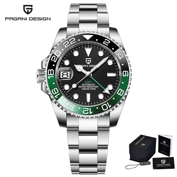 PAGANI DESIGN V3 GMT Men's Luxury Automatic Watch – 40MM Sapphire Crystal, Stainless Steel, Waterproof