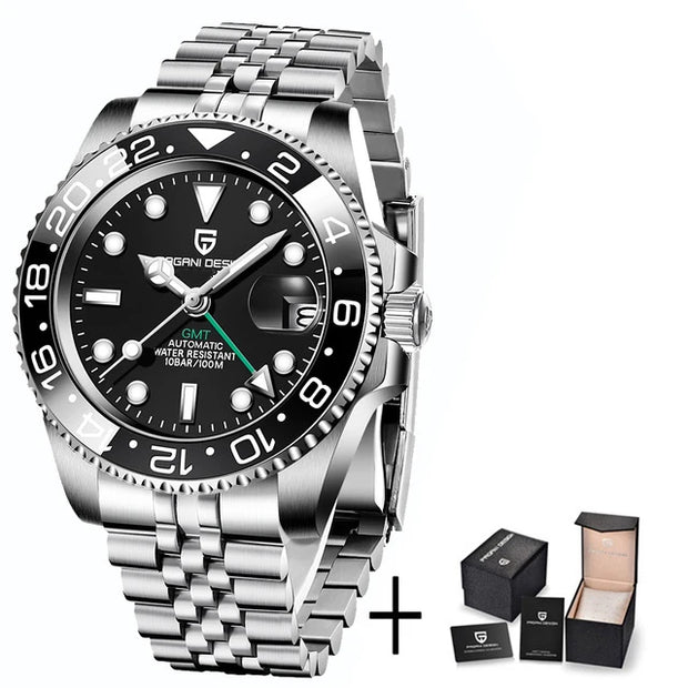 PAGANI DESIGN V3 GMT Men's Luxury Automatic Watch – 40MM Sapphire Crystal, Stainless Steel, Waterproof