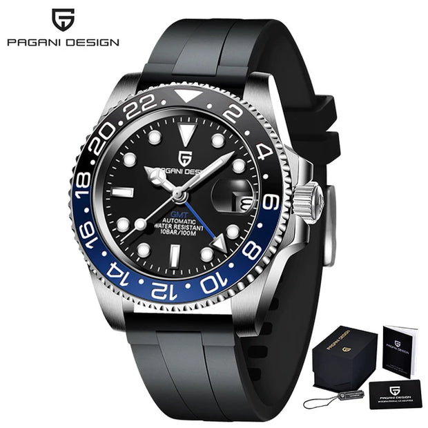 PAGANI DESIGN V3 GMT Men's Luxury Automatic Watch – 40MM Sapphire Crystal, Stainless Steel, Waterproof