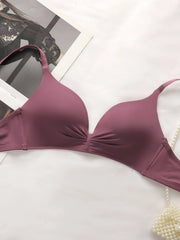 Women's Lace Butterfly Lingerie Set – Wireless Two-Piece, Solid Color