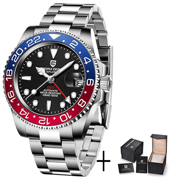 PAGANI DESIGN V3 GMT Men's Luxury Automatic Watch – 40MM Sapphire Crystal, Stainless Steel, Waterproof