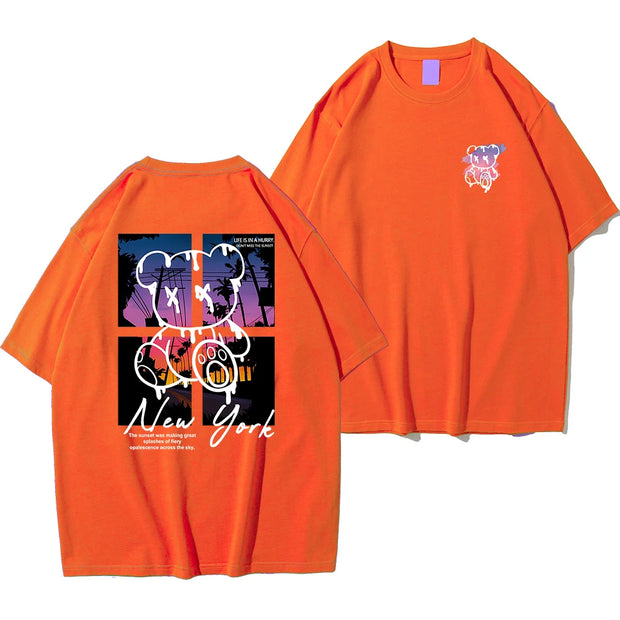 Cartoon Bear Sunset Tee