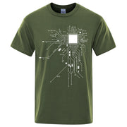 CPU Processor Circuit Diagram T Shirt Men Summer Cotton T-shirt Men's Funny Tops Fashion Tees Homme Brand Unisex Clothes C99