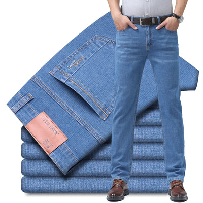 Men’s Summer Micro-Elastic Straight-Leg Denim Pants