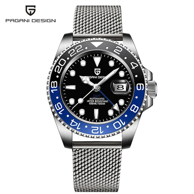 PAGANI DESIGN V3 GMT Men's Luxury Automatic Watch – 40MM Sapphire Crystal, Stainless Steel, Waterproof