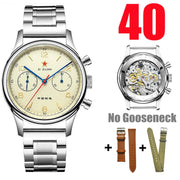 RED STAR 1963 Pilot Chronograph – 38mm/40mm Mechanical Watch with Seagull ST1901 Movement & Sapphire Crystal