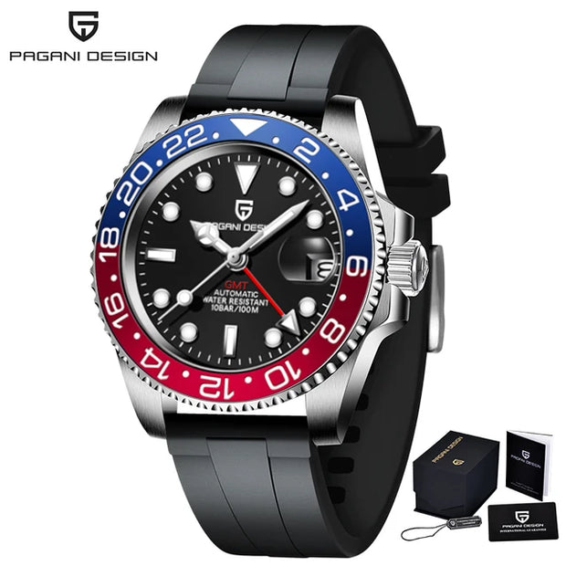 PAGANI DESIGN V3 GMT Men's Luxury Automatic Watch – 40MM Sapphire Crystal, Stainless Steel, Waterproof