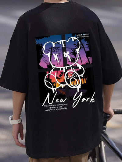 Cartoon Bear Sunset Tee
