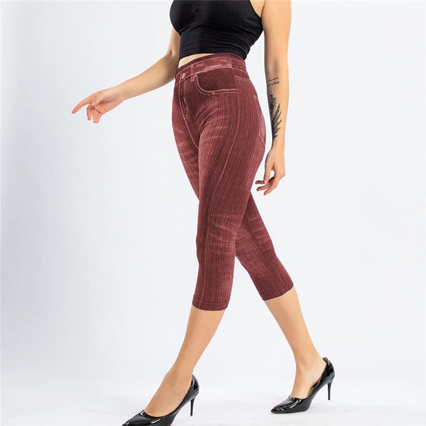 Women’s High-Rise Skinny Denim Capri – Knee-Length Stretch Fit