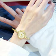 Women’s Luxury Gold Bangle Quartz Watch with Thin Chain