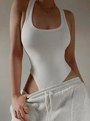 Sleeveless Knit Bodysuit 2024 Hot Summer Sexy Bodycon Off Shoulder Halter Tops Casual Street Bodice For Women ClubWear
