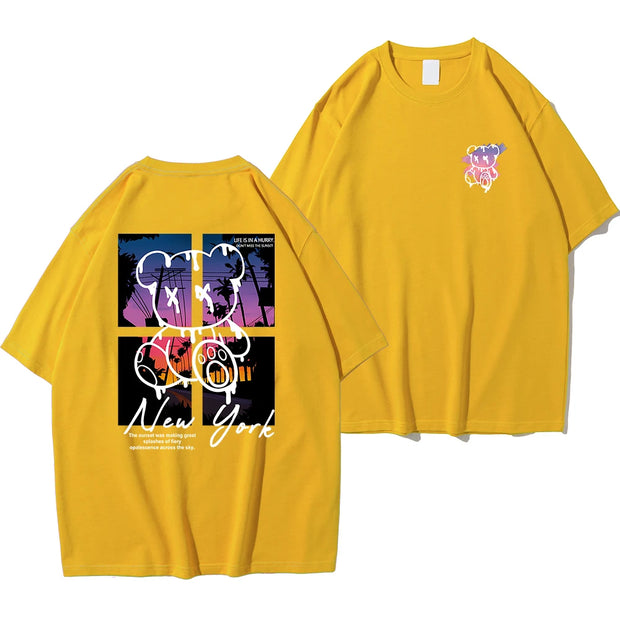 Cartoon Bear Sunset Tee