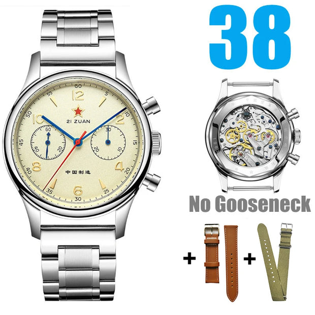 RED STAR 1963 Pilot Chronograph – 38mm/40mm Mechanical Watch with Seagull ST1901 Movement & Sapphire Crystal