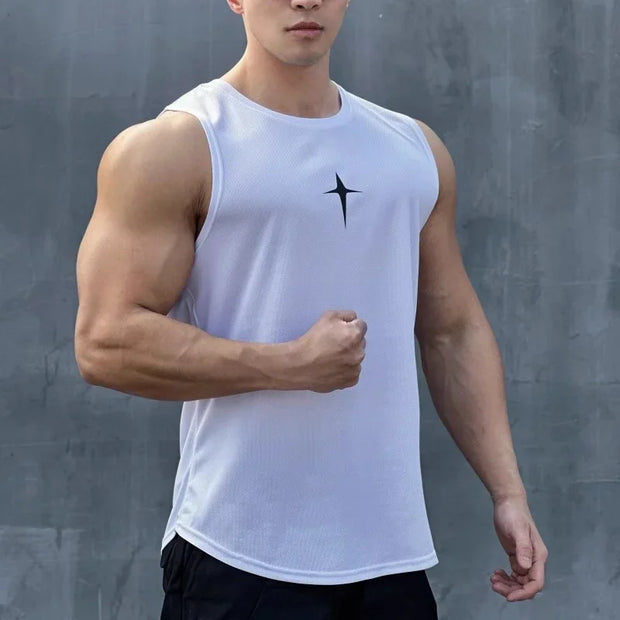 Men's Mesh Fitness Tank Top – Breathable Sleeveless Gym & Running Vest