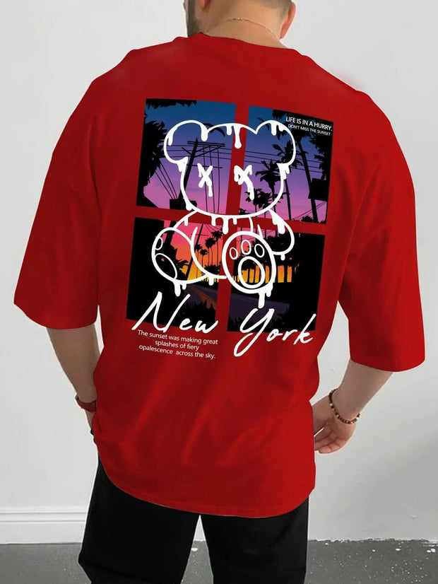 Cartoon Bear Sunset Tee