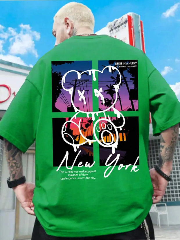 Cartoon Bear Sunset Tee