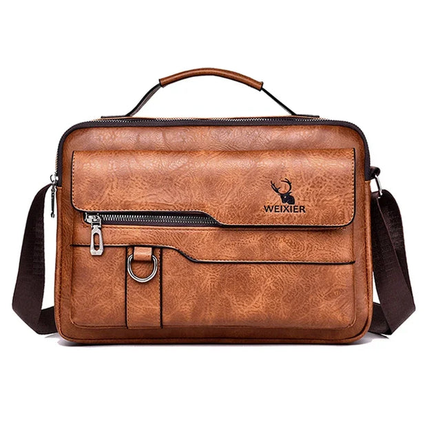 WEIXIER Men's PU Leather Crossbody Messenger Bag – Sleek, Spacious & Versatile
