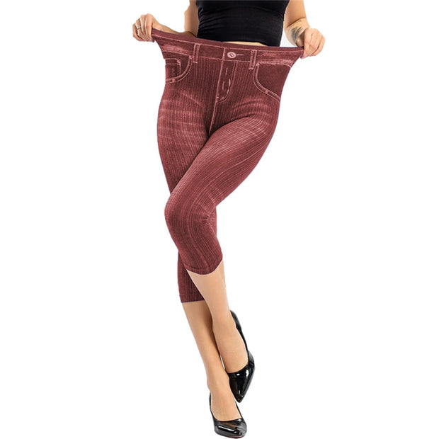 Women’s High-Rise Skinny Denim Capri – Knee-Length Stretch Fit