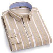New Men Social Shirt Long Sleeve 100%Pure Cotton Oxford Soft Formal Male Clothes Oversized Pocket Shirt Men clothing S-7XL