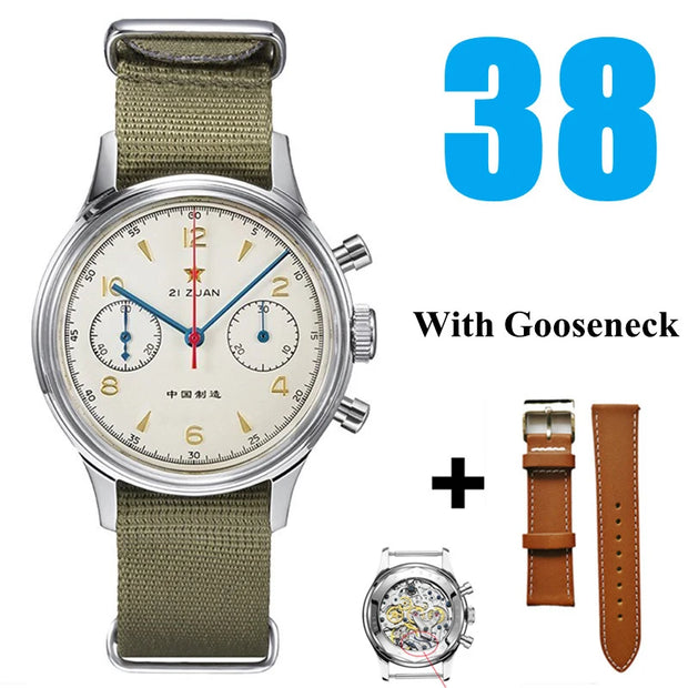 RED STAR 1963 Pilot Chronograph – 38mm/40mm Mechanical Watch with Seagull ST1901 Movement & Sapphire Crystal