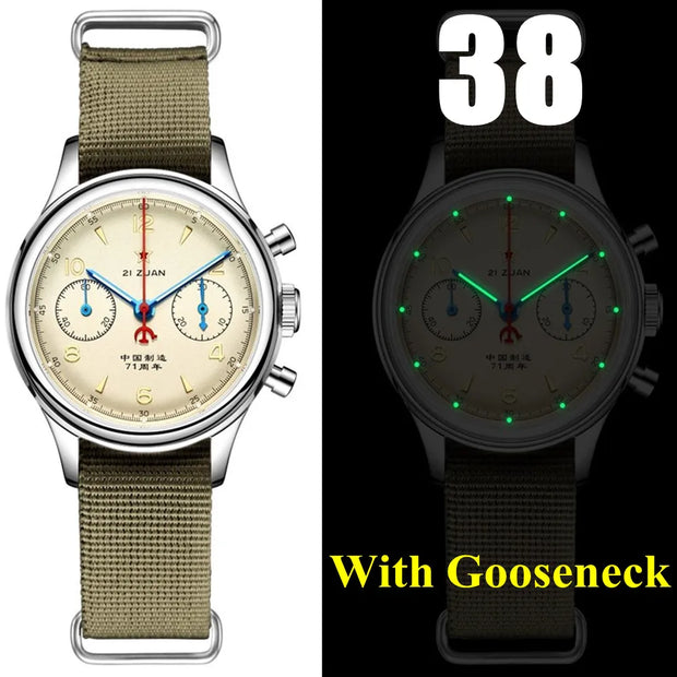 RED STAR 1963 Pilot Chronograph – 38mm/40mm Mechanical Watch with Seagull ST1901 Movement & Sapphire Crystal