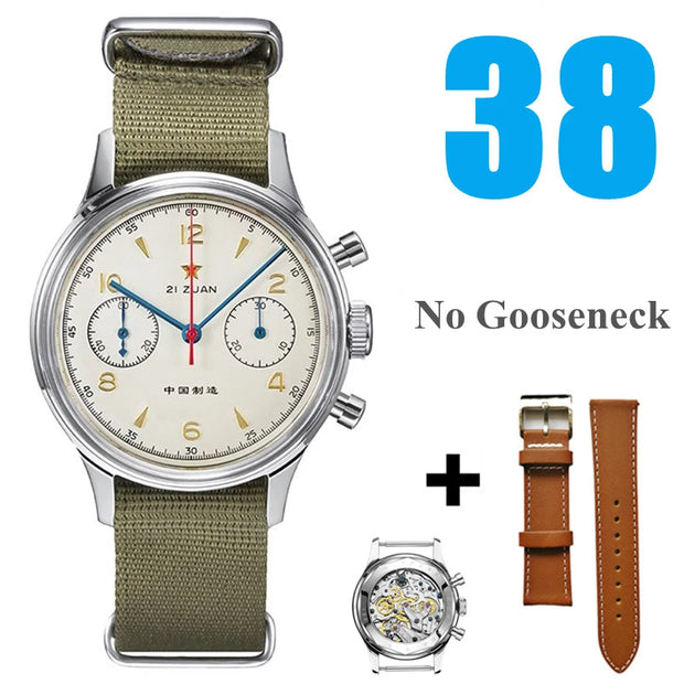 RED STAR 1963 Pilot Chronograph – 38mm/40mm Mechanical Watch with Seagull ST1901 Movement & Sapphire Crystal