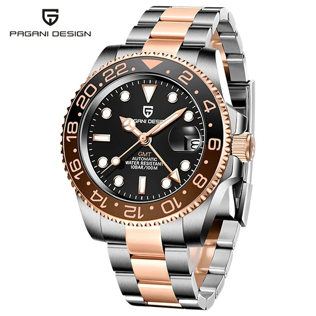 PAGANI DESIGN V3 GMT Men's Luxury Automatic Watch – 40MM Sapphire Crystal, Stainless Steel, Waterproof