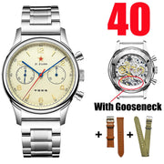 RED STAR 1963 Pilot Chronograph – 38mm/40mm Mechanical Watch with Seagull ST1901 Movement & Sapphire Crystal