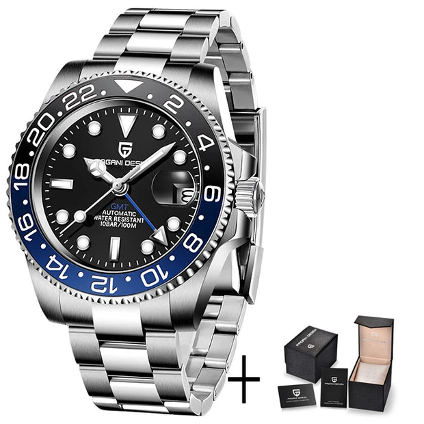 PAGANI DESIGN V3 GMT Men's Luxury Automatic Watch – 40MM Sapphire Crystal, Stainless Steel, Waterproof