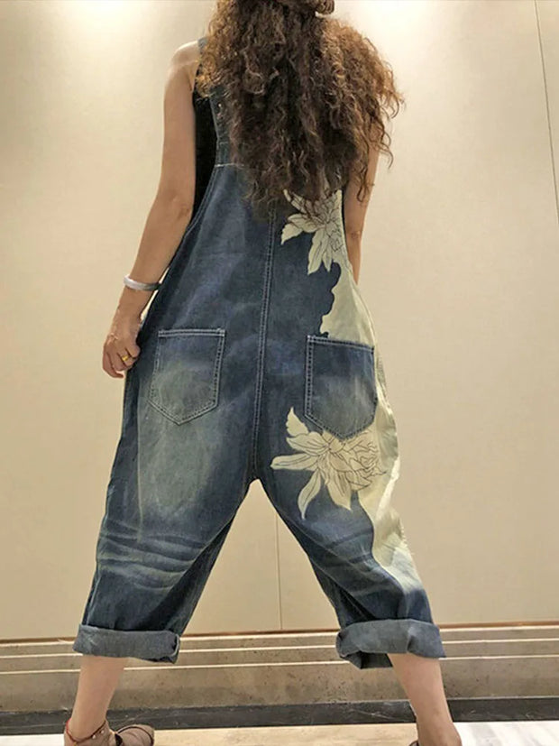 AmaxluluE Women’s 2025 Summer Printed Denim Overalls