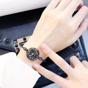 Women’s Luxury Gold Bangle Quartz Watch with Thin Chain