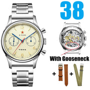 RED STAR 1963 Pilot Chronograph – 38mm/40mm Mechanical Watch with Seagull ST1901 Movement & Sapphire Crystal