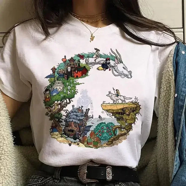 Summer Comfortable Casual Short Sleeve T-Shirt Japanese Anime Harajuku Cute Clothing T-Shirt Women's Clothing