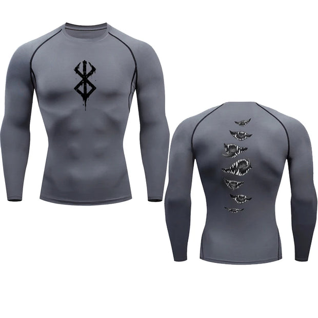 Anime Berserk Guts Men's Compression Shirt Fitness Sport Running Tight Gym TShirts Athletic Quick Dry Tops Tee Summer