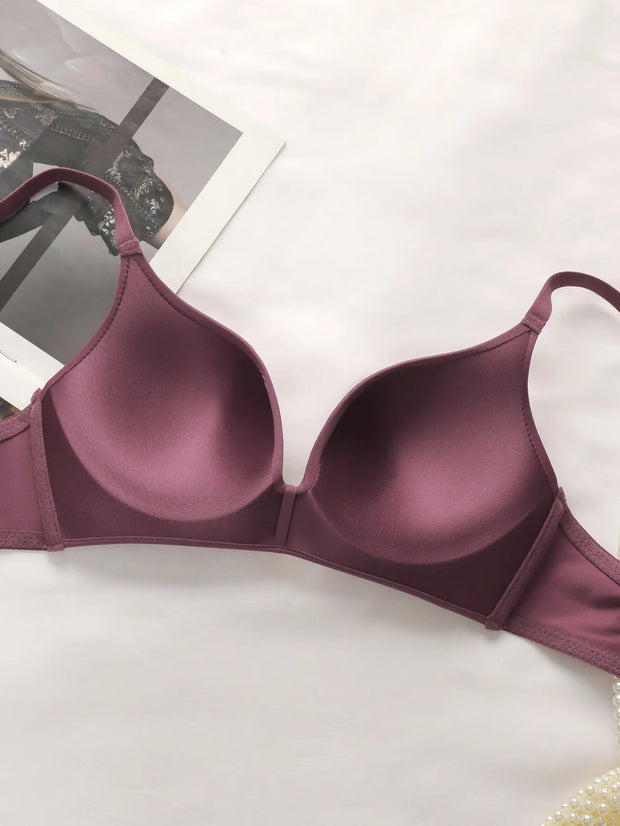 Women's Lace Butterfly Lingerie Set – Wireless Two-Piece, Solid Color