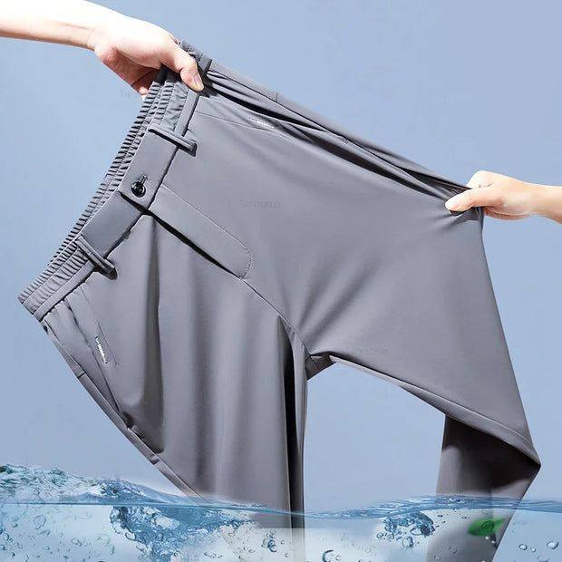 Men’s Ultra-Thin Ice Silk Slim Straight Casual Trousers